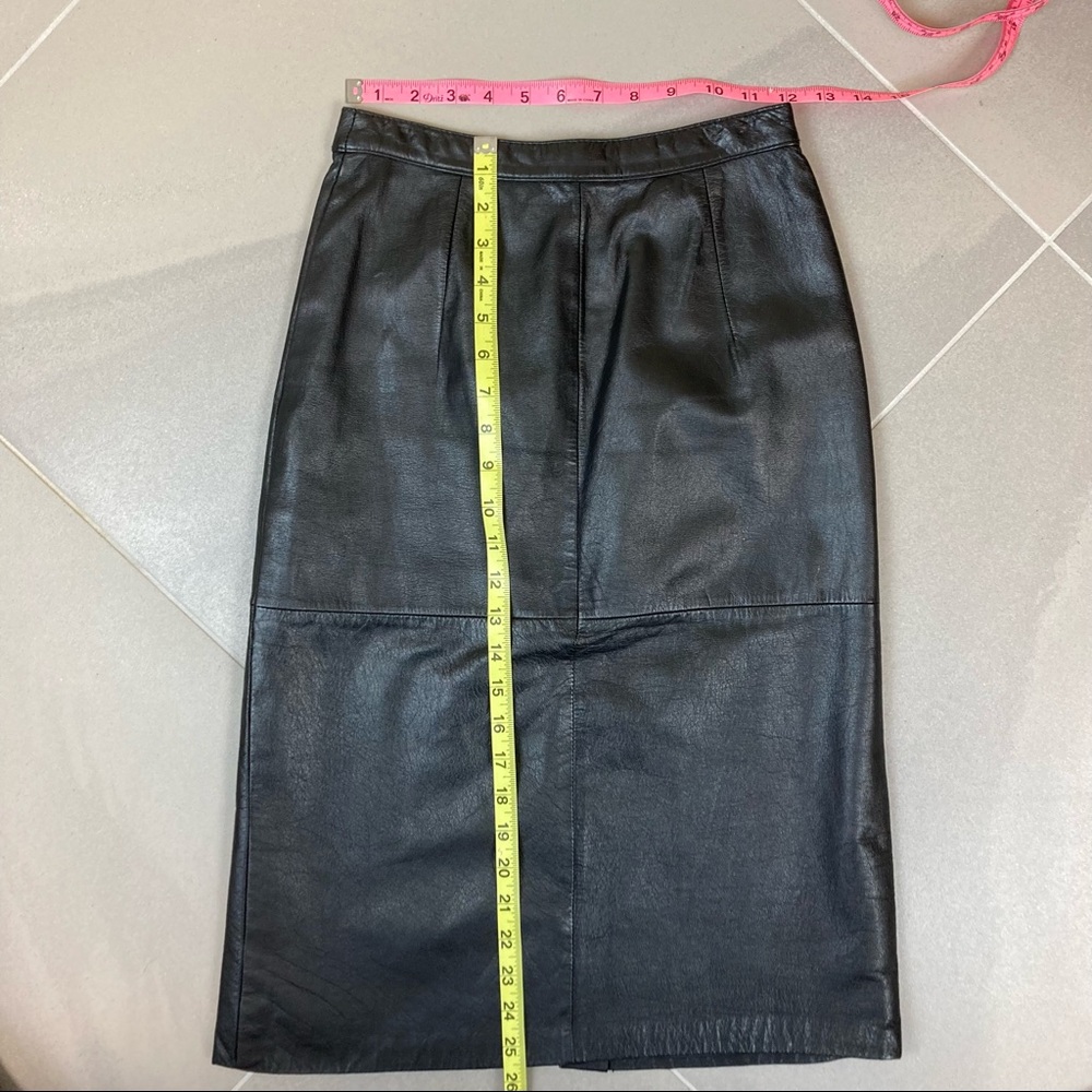 Vintage Neiman Marcus Exclusive NM Only Black Leather Pencil Skirt - Picture 7 of 10